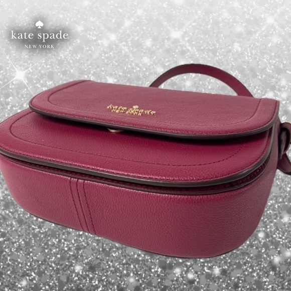 kate spade Blake Pebbled Leather Saddlebag Cranberry NO CALLOUTS - Picture 11 of 15